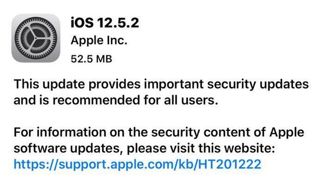 麟游苹果手机维修分享iOS12.5.2发布，建议所有老苹果用户安装 